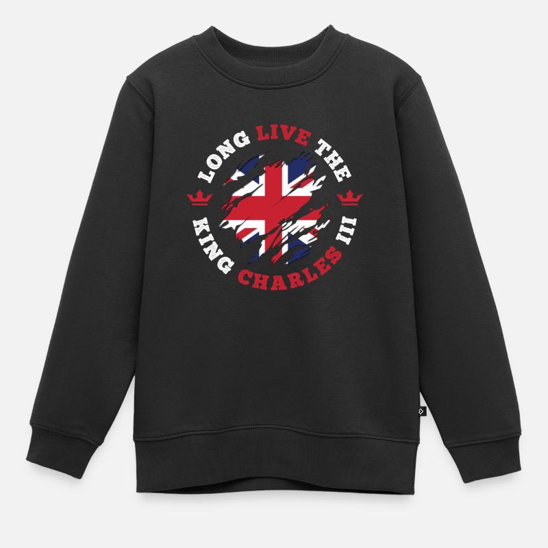 Couronnement du roi Charles 3e drapeau britannique - Sweat Premium enfant bio - noir