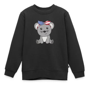 4 juillet American Mouse for Kids USA Mouse - Sweat Premium enfant bio - noir - Devant - AI Model Kid Female (0cm)