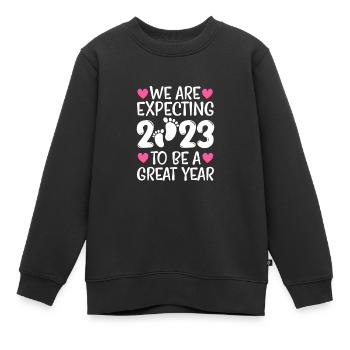 Grossesse Grossesse Naissance Bébé Cadeau - Sweat Premium enfant bio - noir - Devant - AI Model Kid Female (0cm)