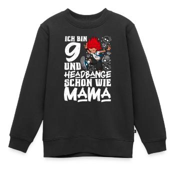Ich bin 9 - Mädchen Rocker - Kinder Premium Organic Sweatshirt - Schwarz - Vorne - AI Model Kid Female (0cm)