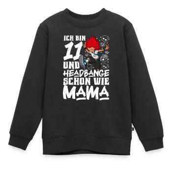 Ich bin 11 - Mädchen Rocker - Kinder Premium Organic Sweatshirt - Schwarz - Vorne - AI Model Kid Female (0cm)