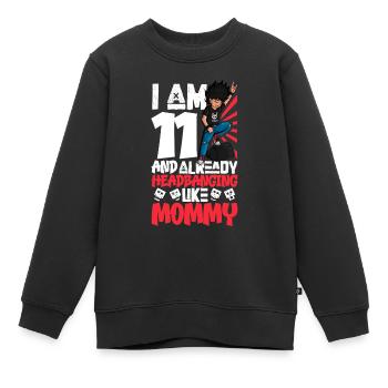 Ich bin 11 - Jungen Rocker - Kinder Premium Organic Sweatshirt - Schwarz - Vorne - AI Model Kid Female (0cm)