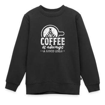 Kaffee - Kinder Premium Organic Sweatshirt - Schwarz - Vorne - AI Model Kid Female (0cm)