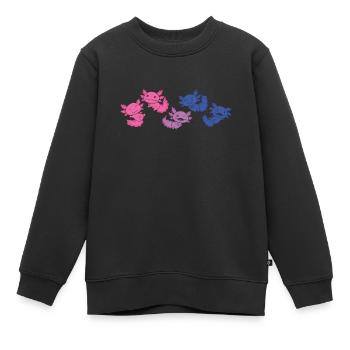 Bi Flag Pride LGBTQ Axolotl - Kids Premium Organic Sweatshirt - black - Front - AI Model Kid Female (0cm)