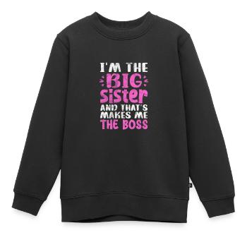 Grande sœur Frère frères et sœurs Cadeau - Sweat Premium enfant bio - noir - Devant - AI Model Kid Female (0cm)