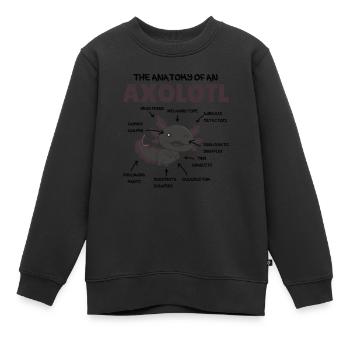 Explication de l’axolotl Anatomie d’un axolotl - Sweat Premium enfant bio - noir - Devant - AI Model Kid Female (0cm)
