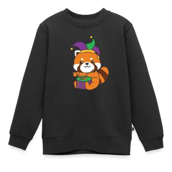 Fasching Roter Panda mit Trommel Faschings Kostüm - Kinder Premium Organic Sweatshirt - Schwarz - Vorne - AI Model Kid Female (0cm)