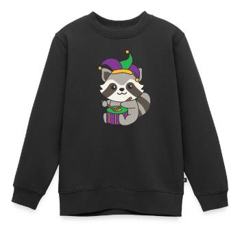 Fasching Waschbär mit Trommel Faschings Kostüm - Kinder Premium Organic Sweatshirt - Schwarz - Vorne - AI Model Kid Female (0cm)