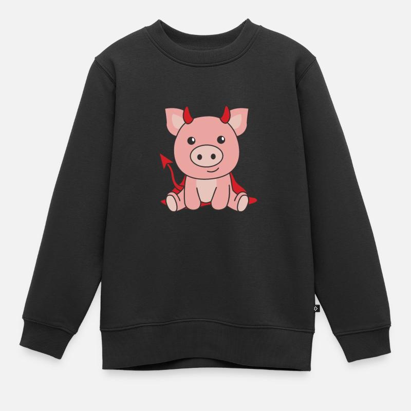 Cochon Halloween Mignon Devil Witches Costume - Sweat Premium enfant bio - noir