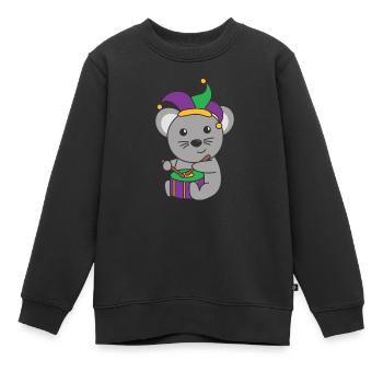 Fasching Maus mit Trommel Faschings Kostüm - Kinder Premium Organic Sweatshirt - Schwarz - Vorne - AI Model Kid Female (0cm)