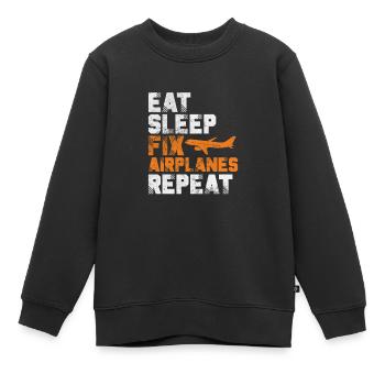 Flugzeugmechaniker Luftfahrt Flugzeug Geschenk - Kinder Premium Organic Sweatshirt - Schwarz - Vorne - AI Model Kid Female (0cm)