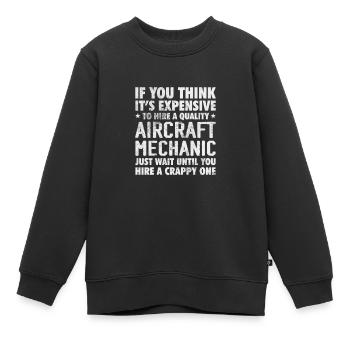 Flugzeugmechaniker Luftfahrt Flugzeug Geschenk - Kinder Premium Organic Sweatshirt - Schwarz - Vorne - AI Model Kid Female (0cm)