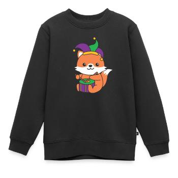 Fasching Fuchs mit Trommel Faschings Kostüm - Kinder Premium Organic Sweatshirt - Schwarz - Vorne - AI Model Kid Female (0cm)