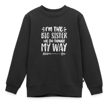 Grande sœur Frère frères et sœurs Cadeau - Sweat Premium enfant bio - noir - Devant - AI Model Kid Female (0cm)