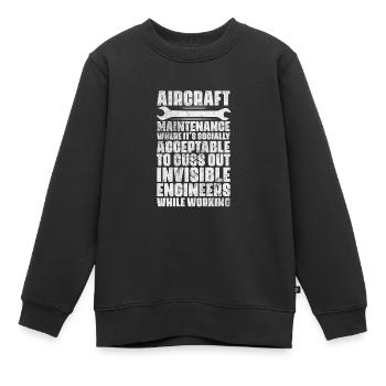Flugzeugmechaniker Luftfahrt Flugzeug Geschenk - Kinder Premium Organic Sweatshirt - Schwarz - Vorne - AI Model Kid Female (0cm)