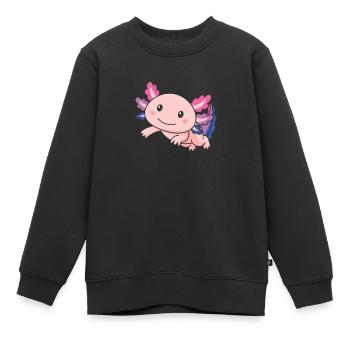 Bi Flag June Pride LGBTQ Axolotl - Kinder Premium Organic Sweatshirt - Schwarz - Vorne - AI Model Kid Female (0cm)