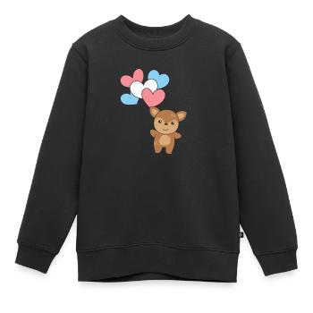 Transgender Flag Balloon Hearts Pride LGBTQ Deer - Sweat Premium enfant bio - noir - Devant - AI Model Kid Female (0cm)