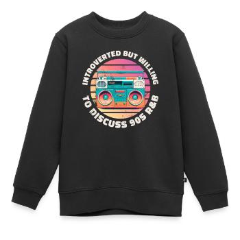 introvertiert, aber bereit, über 90s R&B Retro zu diskutieren - Kinder Premium Organic Sweatshirt - Schwarz - Vorne - AI Model Kid Female (0cm)