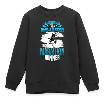 Furchtloser Marathonläufer mit Laufprothese - Kinder Premium Organic Sweatshirt - Schwarz - Vorne - AI Model Kid Female (0cm)