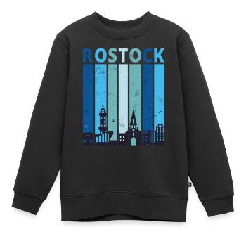 Rostock Rostocker Stadtsilhouette Geschenk - Kinder Premium Organic Sweatshirt - Schwarz - Vorne - AI Model Kid Female (0cm)