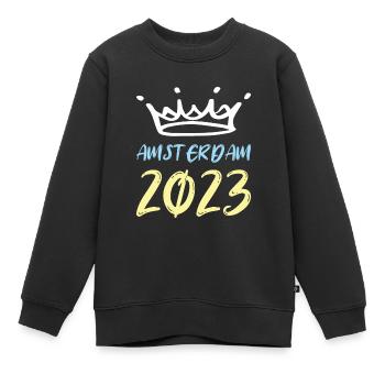 Amsterdam 2023 (Garantie du prix le plus bas) - Sweat Premium enfant bio - noir - Devant - AI Model Kid Female (0cm)