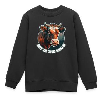 Pas d’humeur - La vache de ferme grincheuse - Sweat Premium enfant bio - noir - Devant - AI Model Kid Female (0cm)