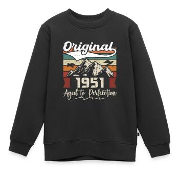 1951 - Cadeau né en 1951 - Sweat Premium enfant bio - noir - Devant - AI Model Kid Female (0cm)