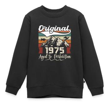 1975 - Cadeau né en 1975 - Sweat Premium enfant bio - noir - Devant - AI Model Kid Female (0cm)