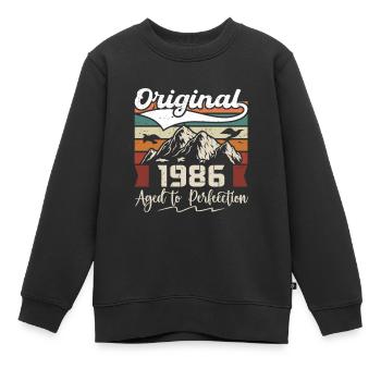 1986 - Cadeau né en 1986 - Sweat Premium enfant bio - noir - Devant - AI Model Kid Female (0cm)