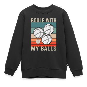 Boule Boccia Balle Sports Jeu de Boules de Pétanque - Sweat Premium enfant bio - noir - Devant - AI Model Kid Female (0cm)