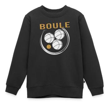 Boule Boccia Balle Sports Jeu de Boules de Pétanque - Sweat Premium enfant bio - noir - Devant - AI Model Kid Female (0cm)