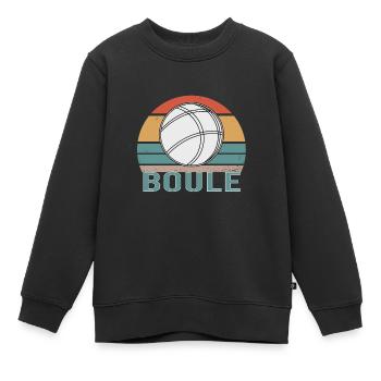Boule Boccia Balle Sports Jeu de Boules de Pétanque - Sweat Premium enfant bio - noir - Devant - AI Model Kid Female (0cm)