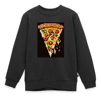 8-Bit-Pizza, Pixel-Art - Kinder Premium Organic Sweatshirt - Schwarz - Vorne - AI Model Kid Female (0cm)