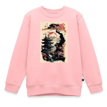 Temple japonais - Sweat Premium enfant bio - rose - Devant - AI Model Kid Female (0cm)
