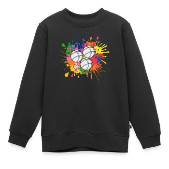 Boule Boccia Balle Sports Jeu de Boules de Pétanque - Sweat Premium enfant bio - noir - Devant - AI Model Kid Female (0cm)