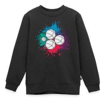 Boule Boccia Balle Sports Jeu de Boules de Pétanque - Sweat Premium enfant bio - noir - Devant - AI Model Kid Female (0cm)