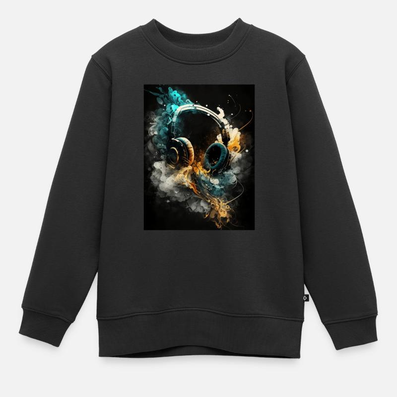 Abstrakte Kopfhörer - Kinder Premium Organic Sweatshirt - Schwarz