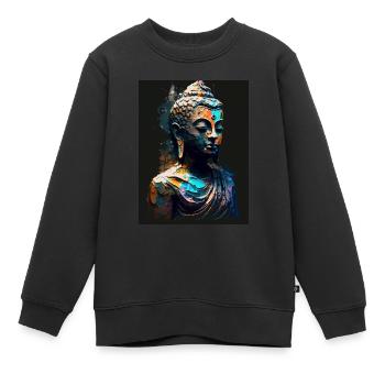 Statue abstraite de Bouddha - Sweat Premium enfant bio - noir - Devant - AI Model Kid Female (0cm)