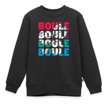 Boule Boccia Balle Sports Jeu de Boules de Pétanque - Sweat Premium enfant bio - noir - Devant - AI Model Kid Female (0cm)