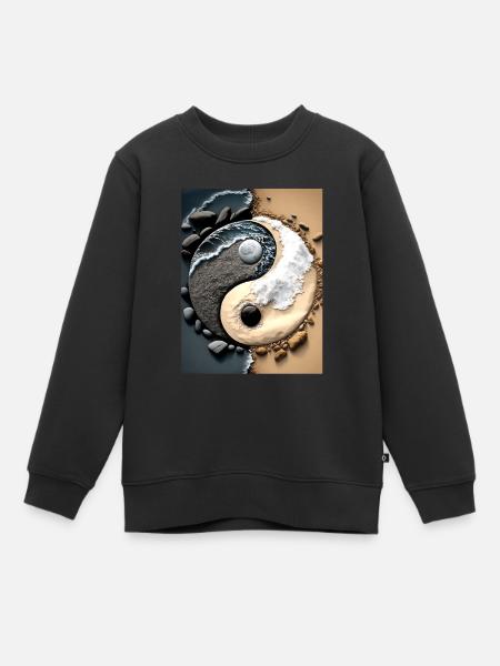 Symbole Yin et Yang sur la plage - Sweat Premium enfant bio - noir
