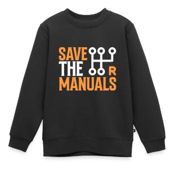 Enregistrer les manuels - Auto - Sweat Premium enfant bio - noir - Devant - AI Model Kid Female (0cm)