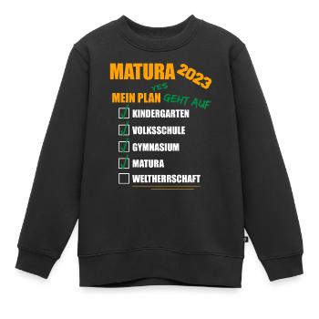 Matura 2023 Abitur bestanden WELTHERRSCHAFT Matura - Kinder Premium Organic Sweatshirt - Schwarz - Vorne - AI Model Kid Female (0cm)