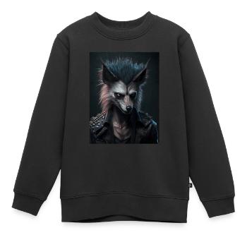 Rebel Punk Wulf - Kinder Premium Organic Sweatshirt - Schwarz - Vorne - AI Model Kid Female (0cm)