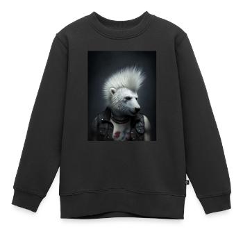 Cooler Punk Eisbär - Kinder Premium Organic Sweatshirt - Schwarz - Vorne - AI Model Kid Female (0cm)
