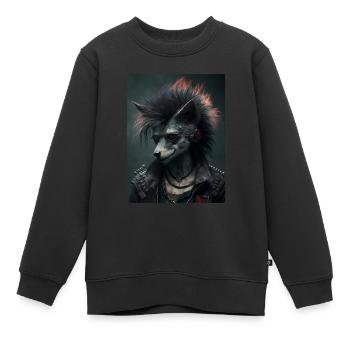 Cooler Punk Wulf - Kinder Premium Organic Sweatshirt - Schwarz - Vorne - AI Model Kid Female (0cm)