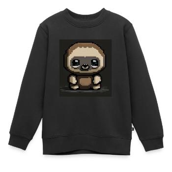 Pixel Art Chibi Faultier - Kinder Premium Organic Sweatshirt - Schwarz - Vorne - AI Model Kid Female (0cm)