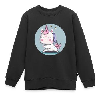 Chibi Yoga Einhorn - Kinder Premium Organic Sweatshirt - Schwarz - Vorne - AI Model Kid Female (0cm)