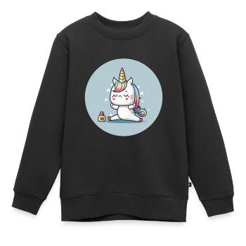 Adorable Licorne de Yoga - Sweat Premium enfant bio - noir - Devant - AI Model Kid Female (0cm)