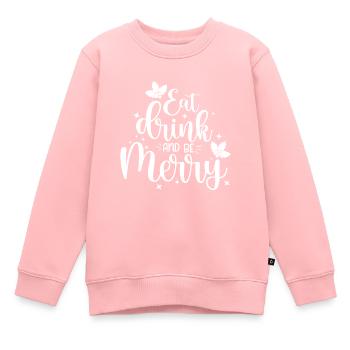 Essen, Trinken Und Fröhlich Sein - Weihnachten - Kinder Premium Organic Sweatshirt - Rosa - Vorne - AI Model Kid Female (0cm)