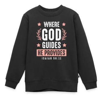 God directs the Bible - Kids Premium Organic Sweatshirt - black - Front - AI Model Kid Female (0cm)
